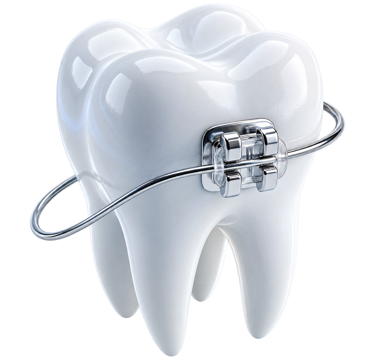 Diente 3D con bracket ortodóntico y tecnología digital